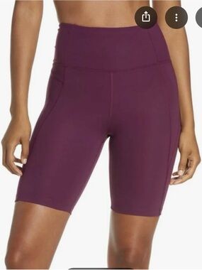 girlfriend collective Plum High-Rise Bike Shorts (size small)